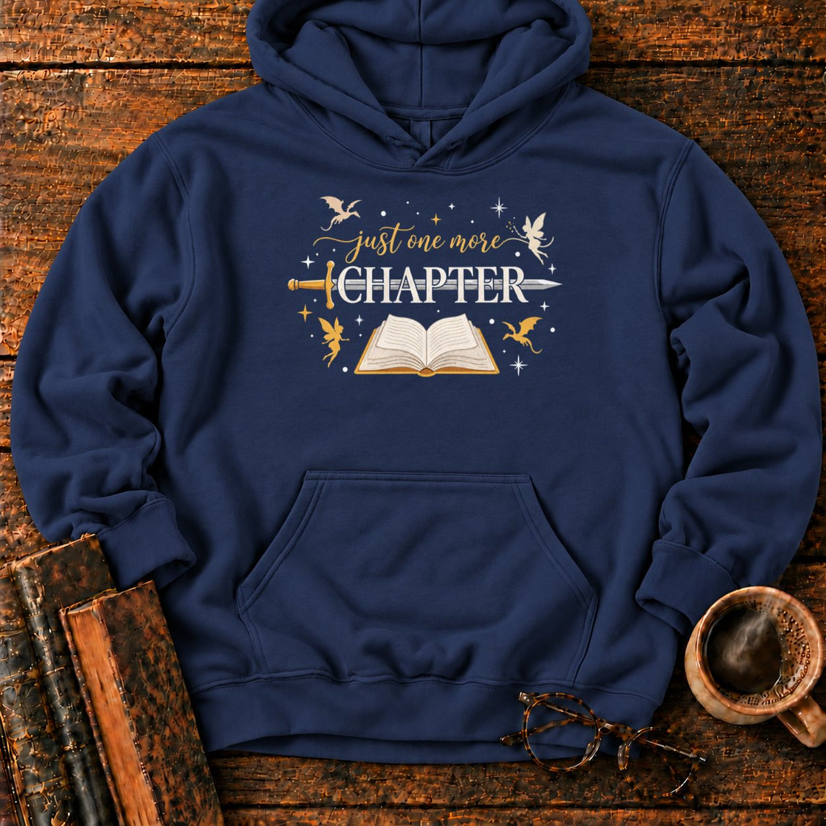 Just One More Chapter Hoodie in Navy – BooksThreads