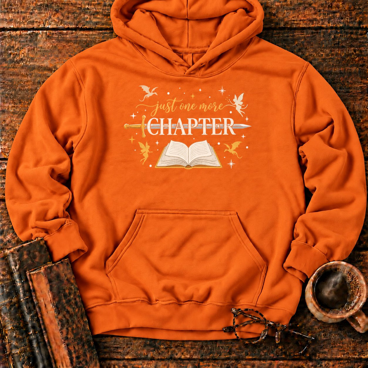 Just One More Chapter Hoodie in Orange – BooksThreads