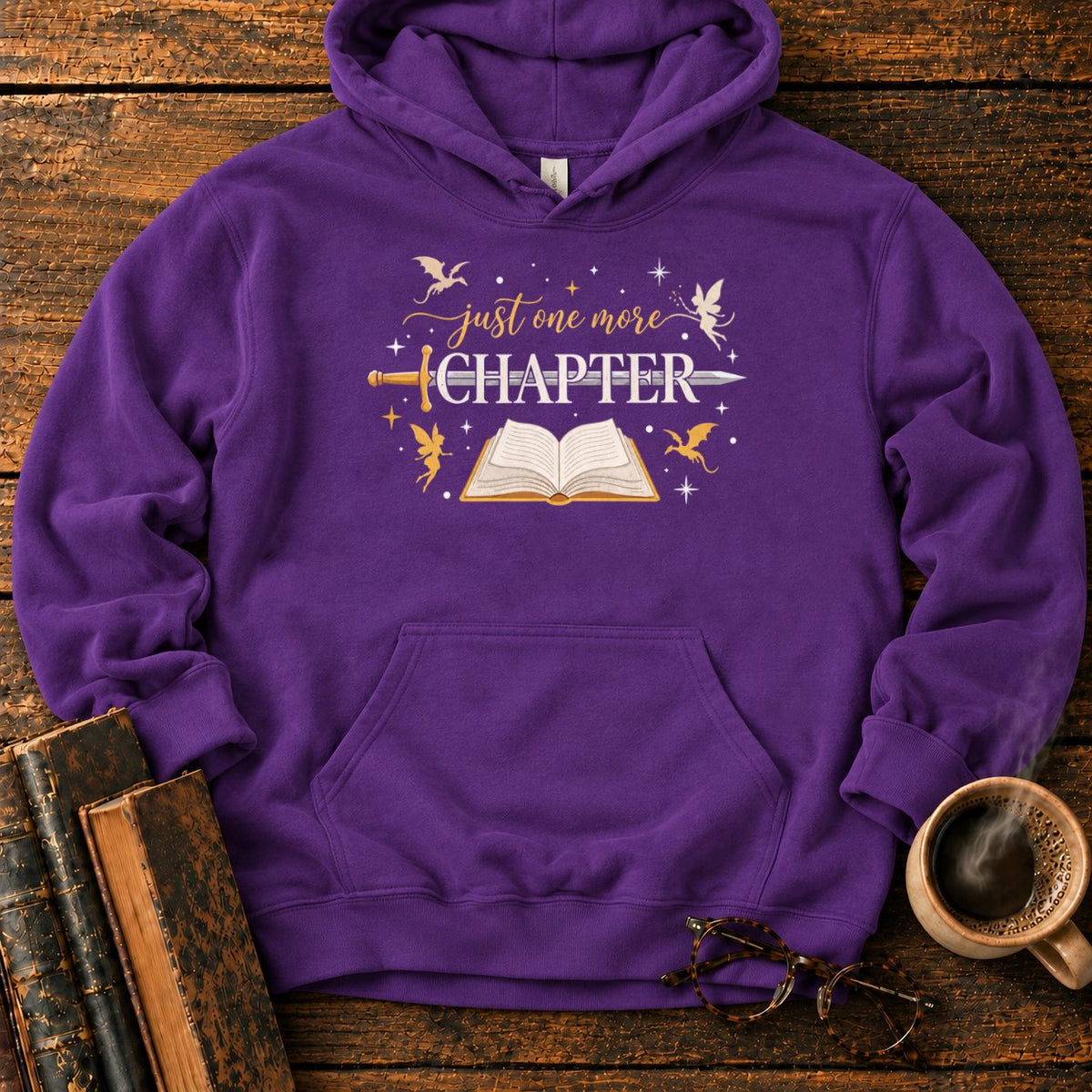Just One More Chapter Hoodie in Purple – BooksThreads