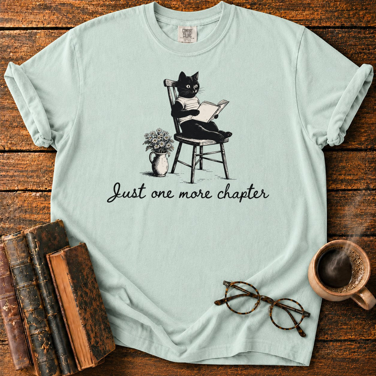 Just One More Chapter T-Shirt in Bay – BooksThreads