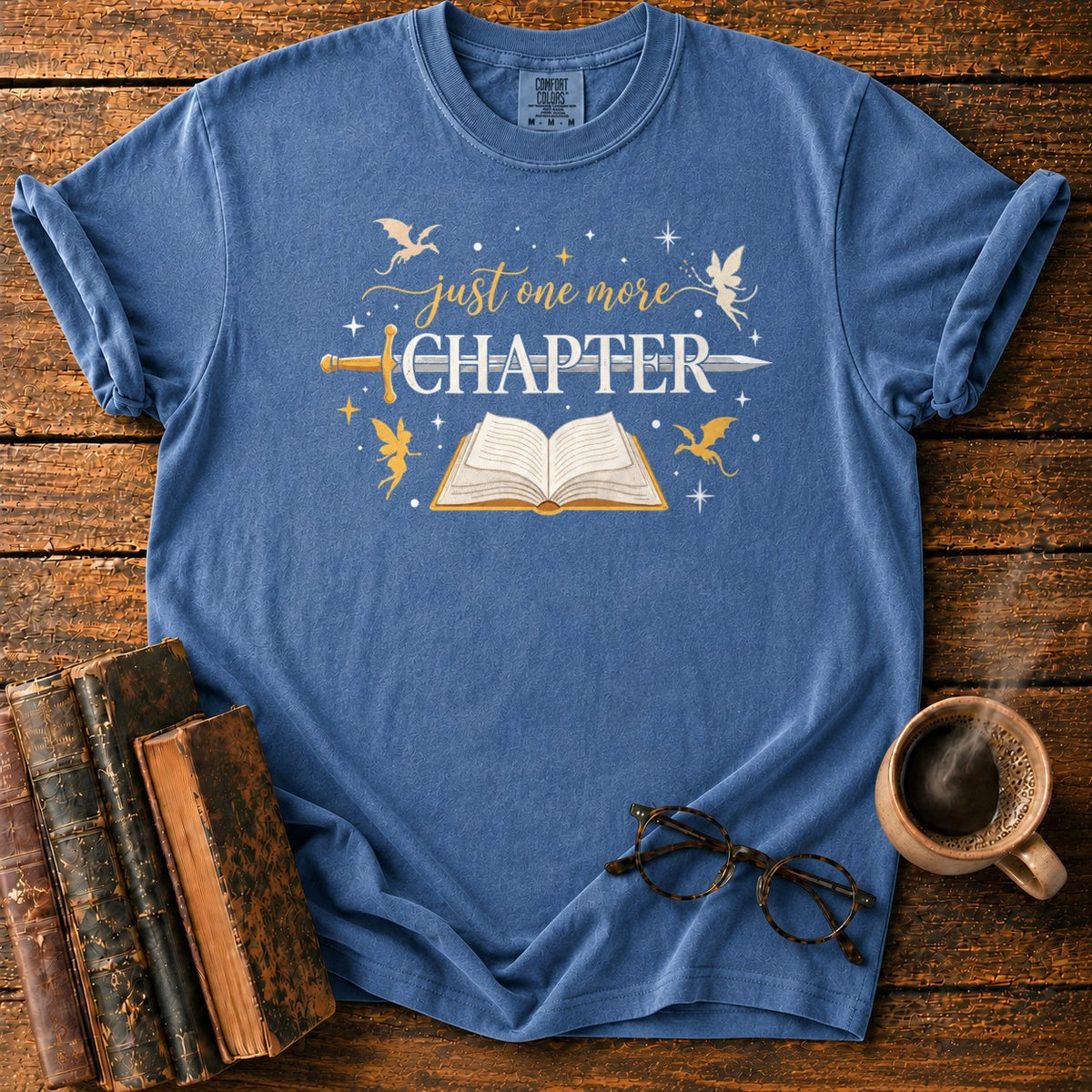 Just One More Chapter T-Shirt in Denim – BooksThreads