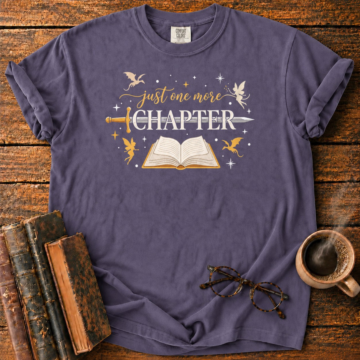 Just One More Chapter T-Shirt in Grape – BooksThreads
