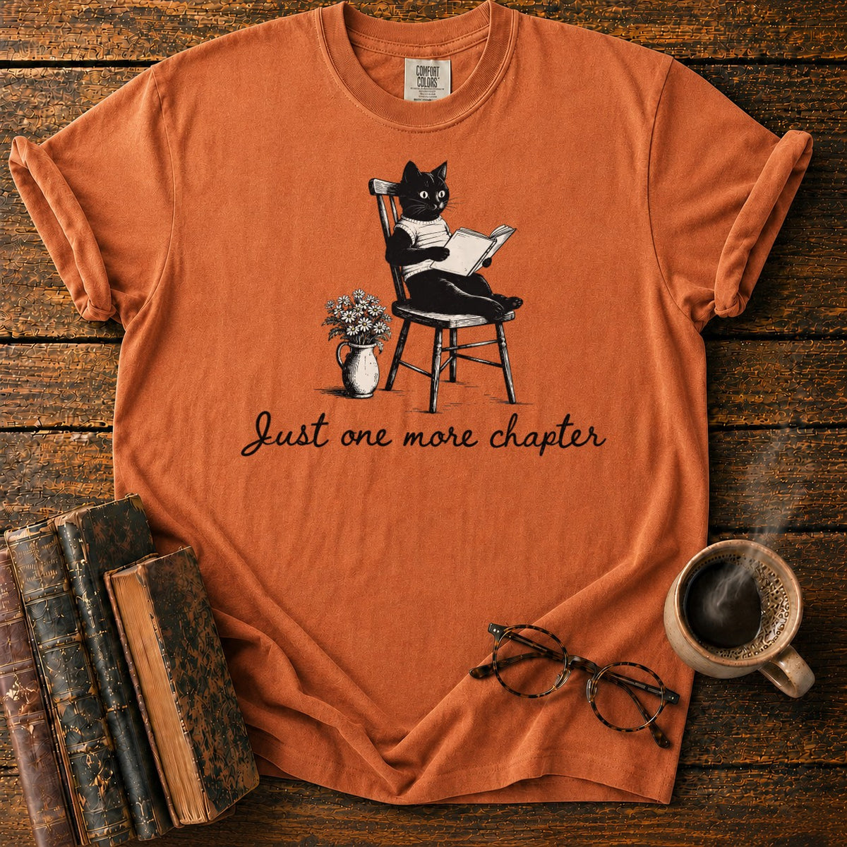 Just One More Chapter T-Shirt in Yam – BooksThreads