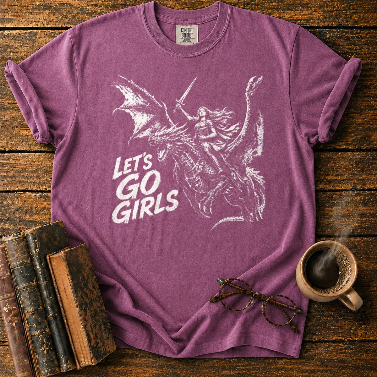 Lets Go Girls Dragon T-Shirt in Berry – BooksThreads