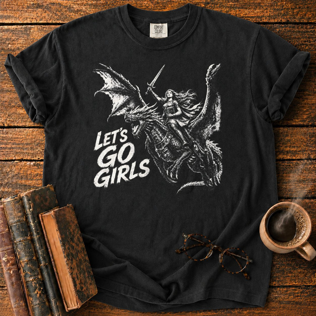 Lets Go Girls Dragon T-Shirt in Black – BooksThreads