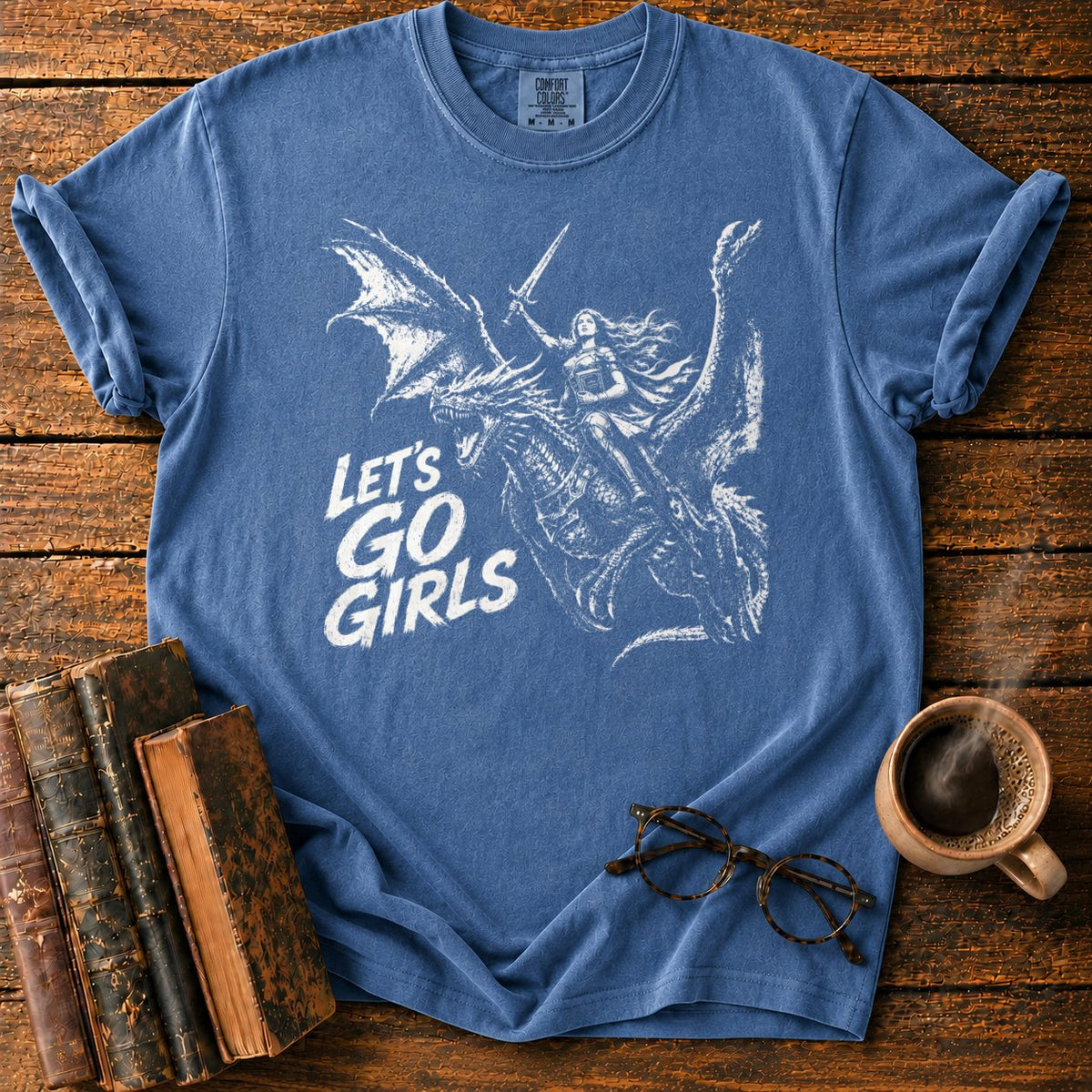 Lets Go Girls Dragon T-Shirt in Denim – BooksThreads