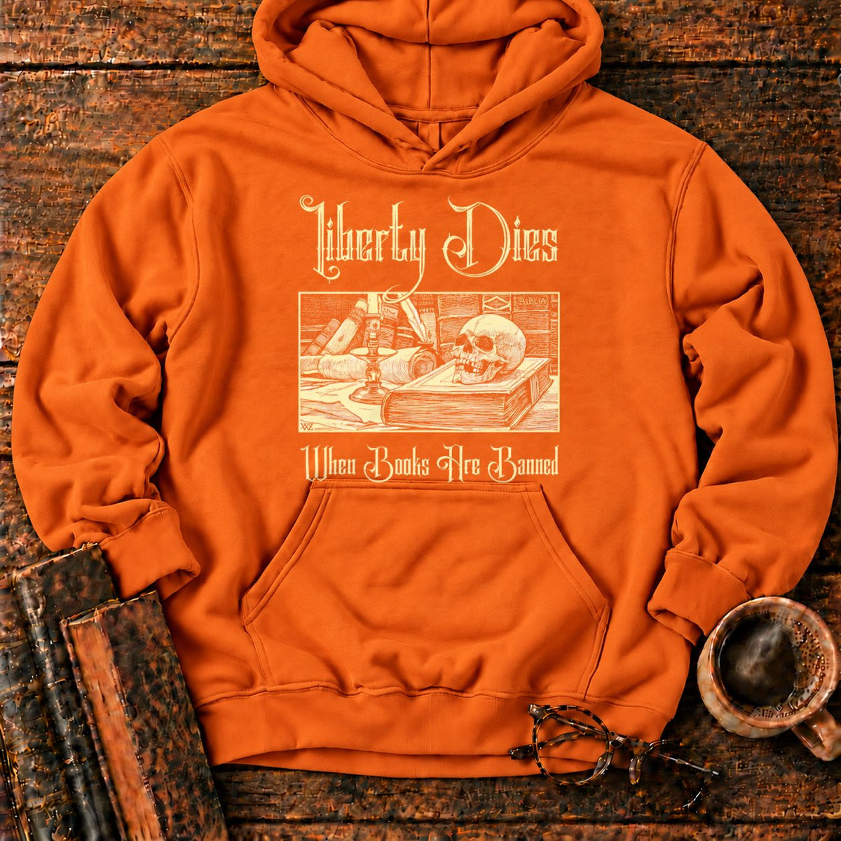 Liberty Dies When Books Are Banned Hoodie in Orange – BooksThreads