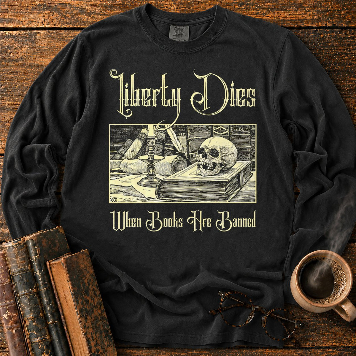 Liberty Dies When Books Are Banned LS T-Shirt in Black – BooksThreads