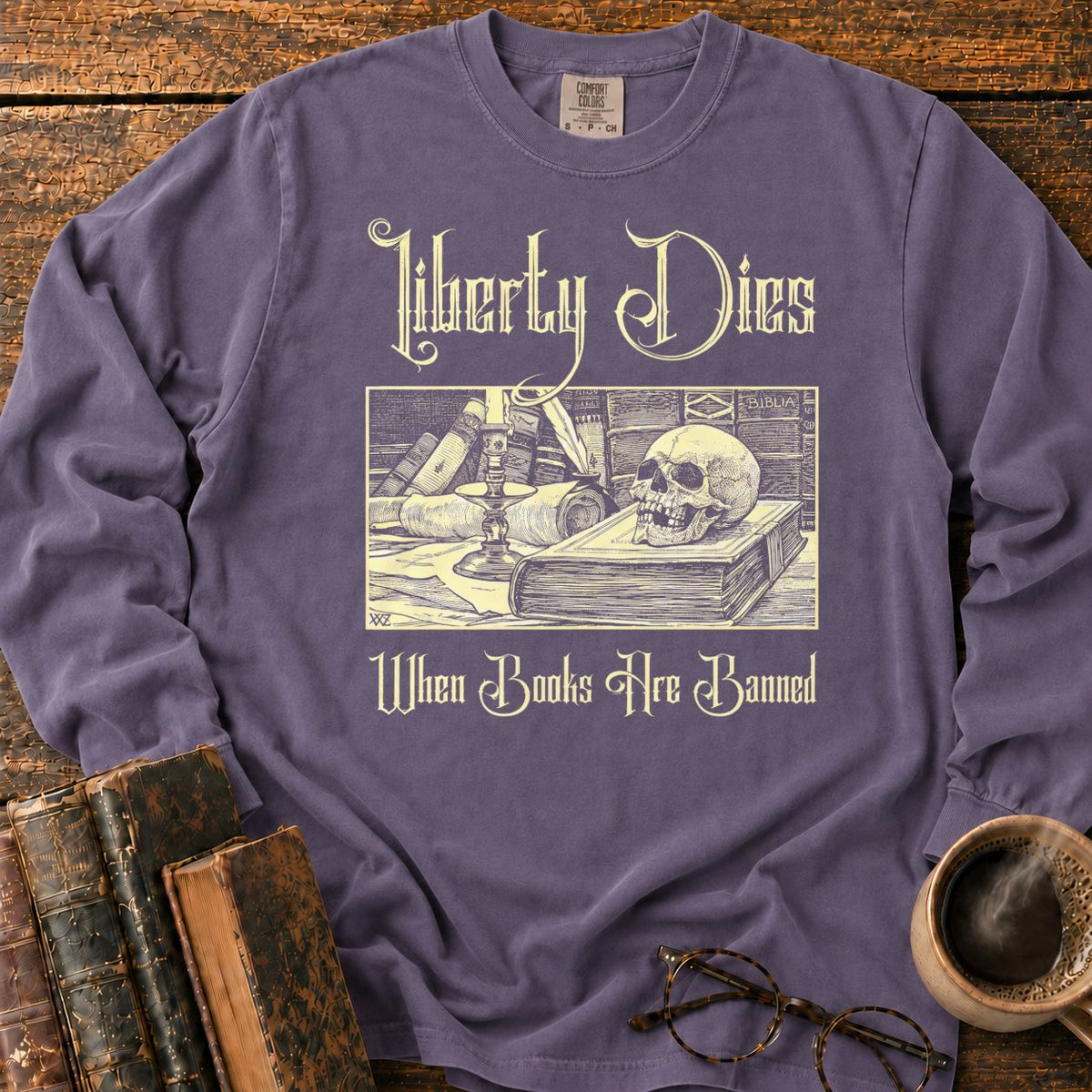 Liberty Dies When Books Are Banned LS T-Shirt in Grape – BooksThreads