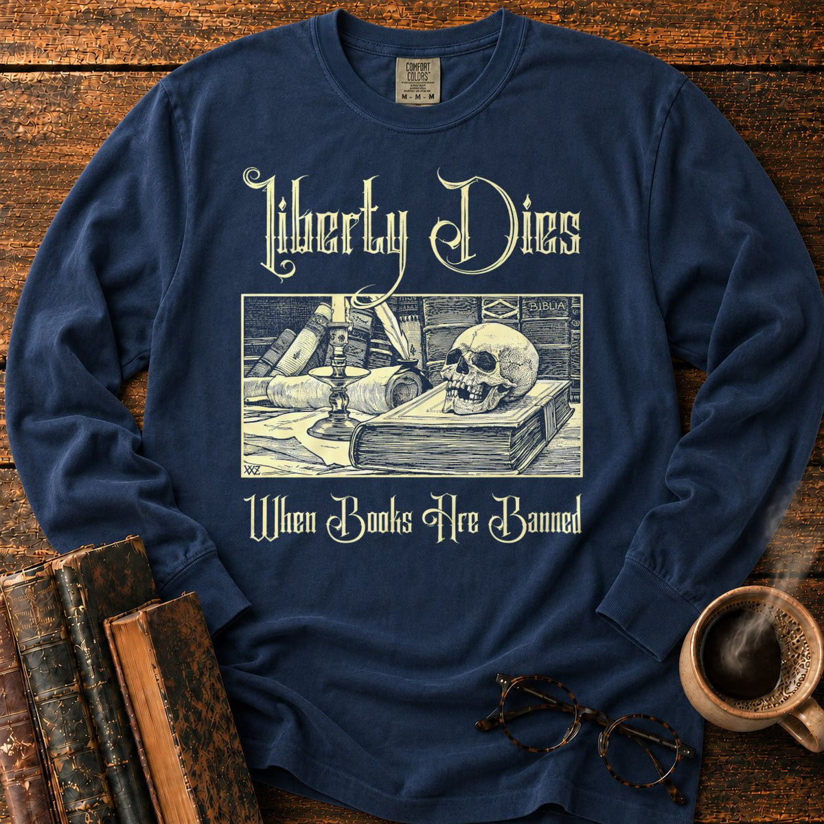 Liberty Dies When Books Are Banned LS T-Shirt in Midnight – BooksThreads