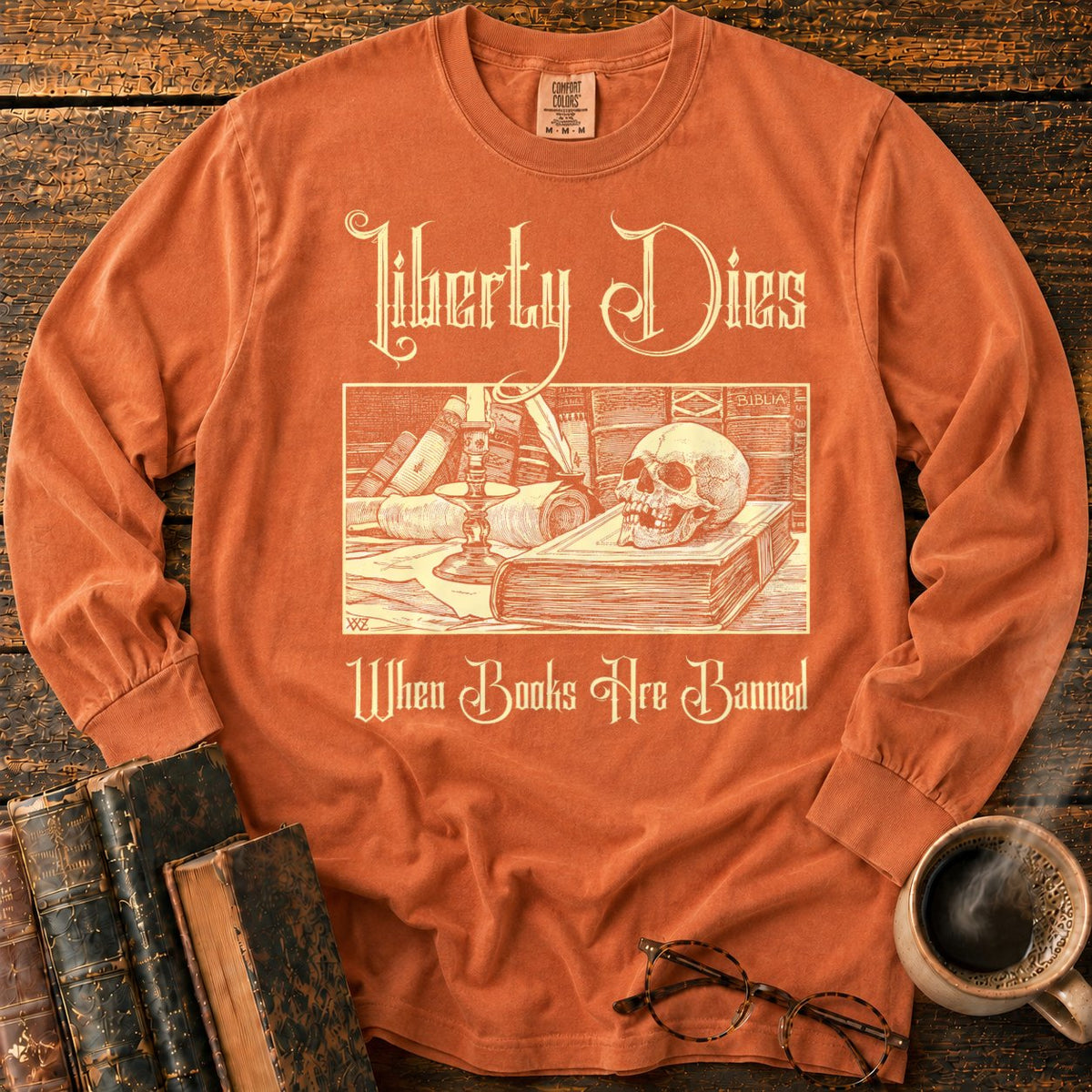 Liberty Dies When Books Are Banned LS T-Shirt in Yam – BooksThreads