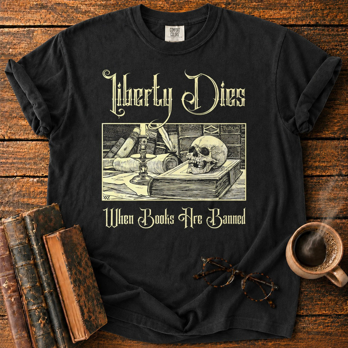 Liberty Dies When Books Are Banned T-Shirt in Black – BooksThreads
