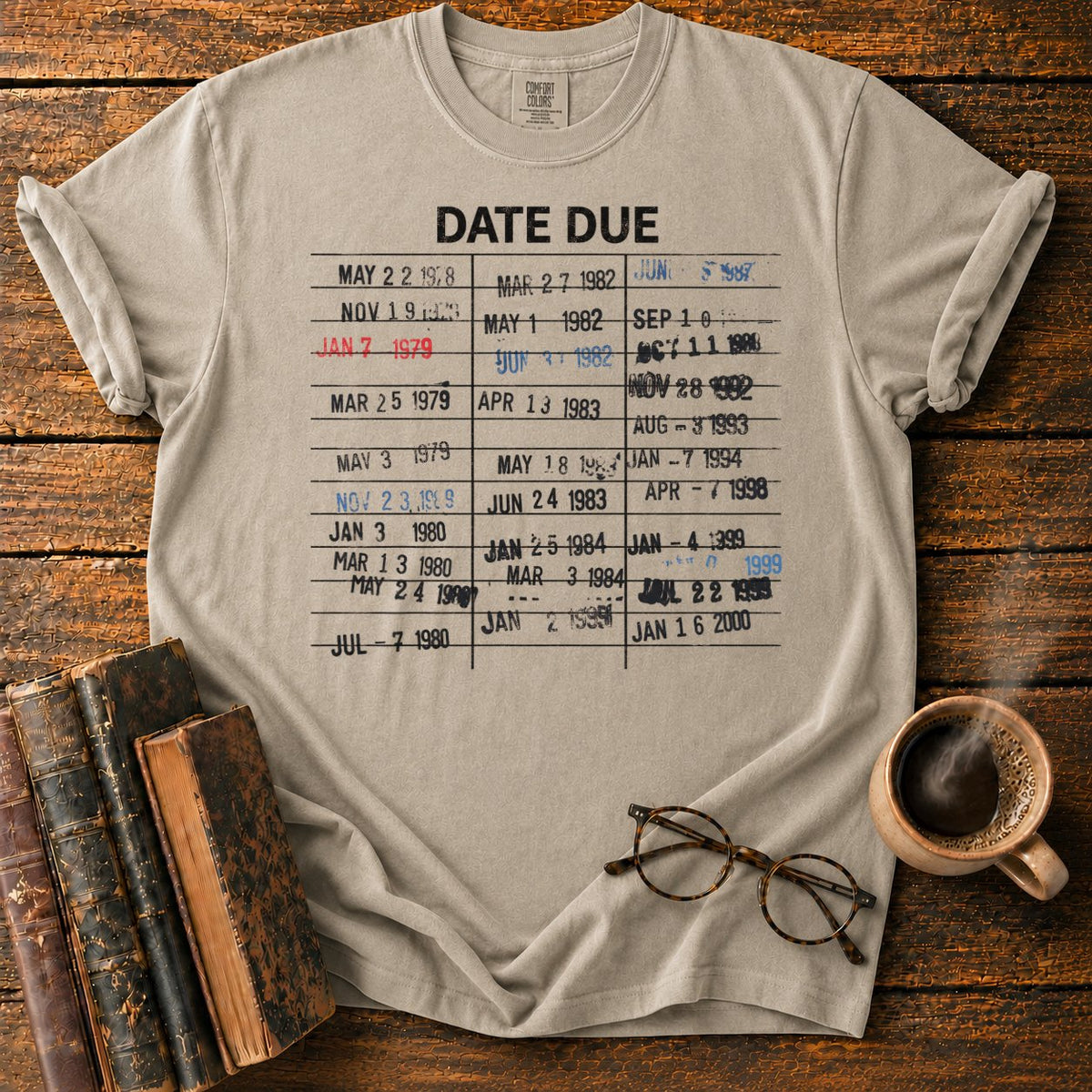 Library Date Due Card T-Shirt in Khaki – BooksThreads