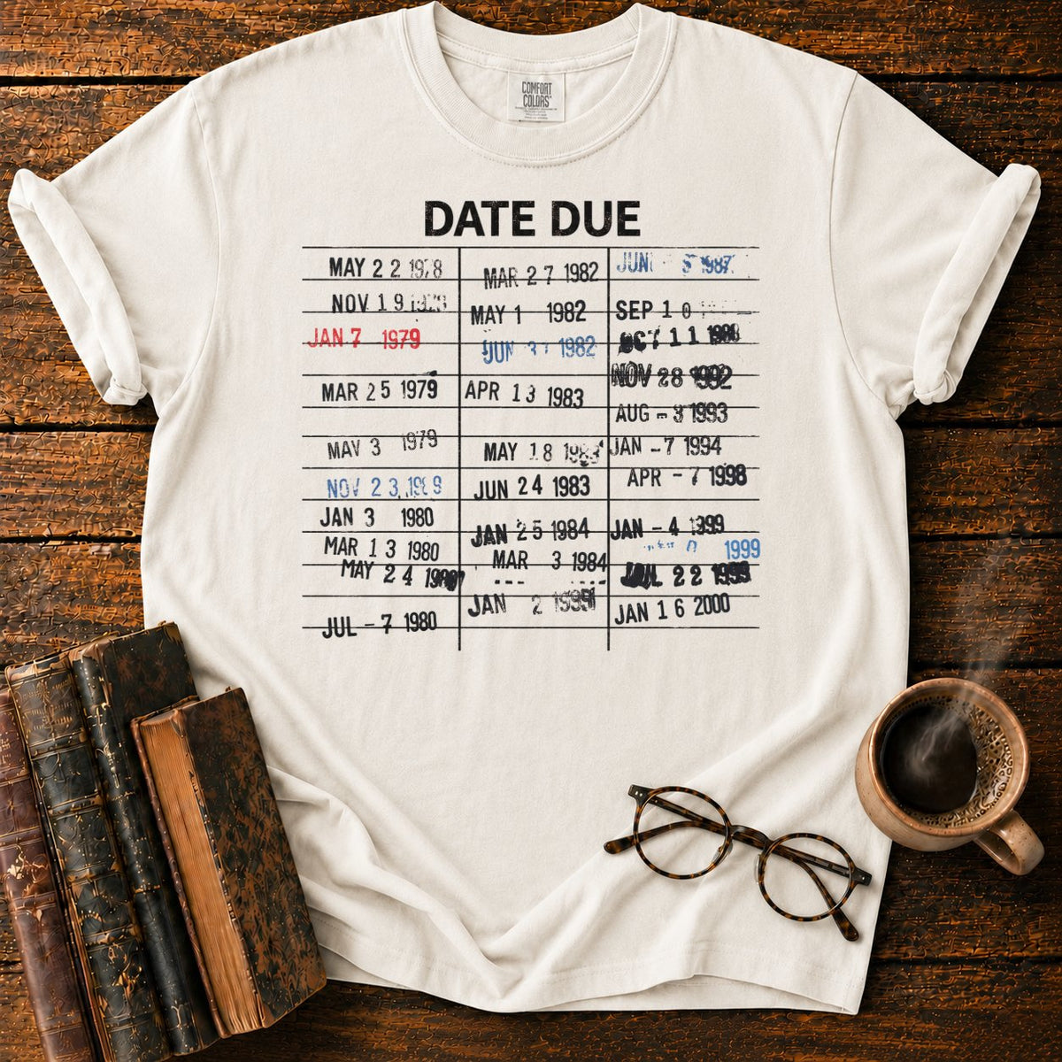 Library Date Due Card T-Shirt in White – BooksThreads