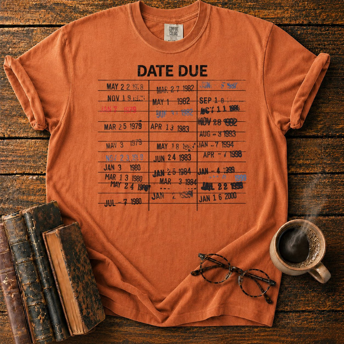 Library Date Due Card T-Shirt in Yam – BooksThreads
