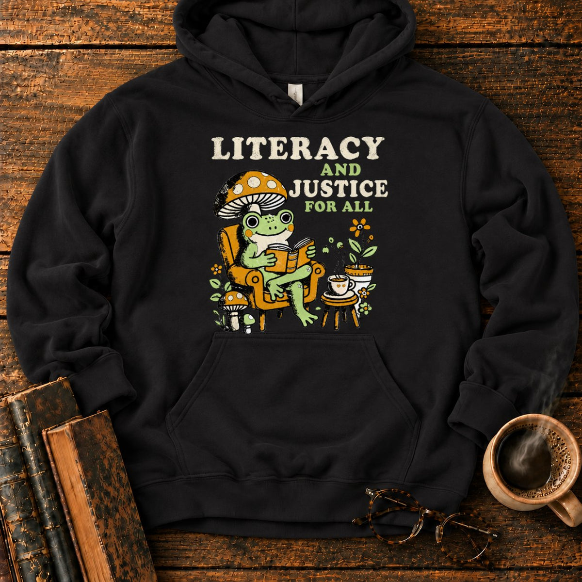 Literacy And Justice For All Hoodie in Black – BooksThreads