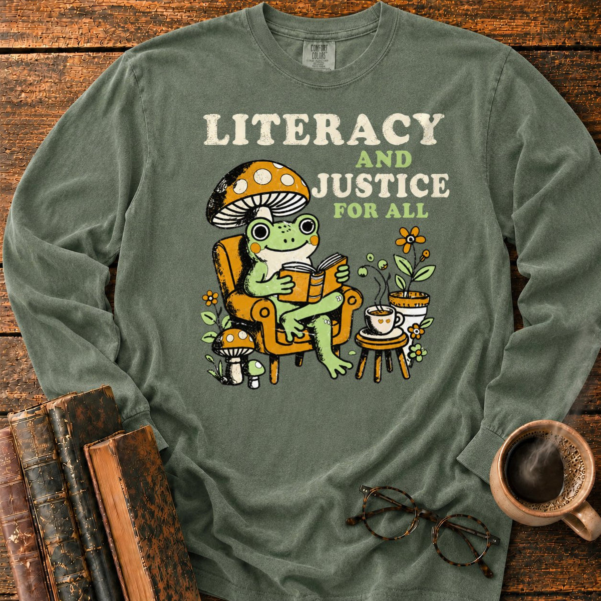 Literacy And Justice For All LS T-Shirt in Hemp – BooksThreads