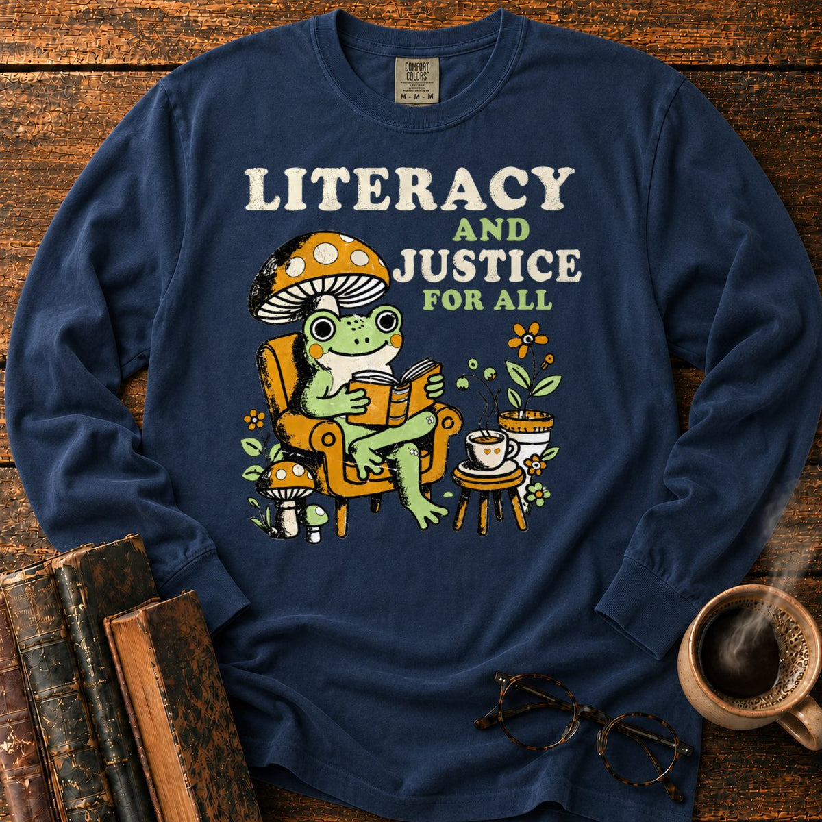 Literacy And Justice For All LS T-Shirt in Midnight – BooksThreads