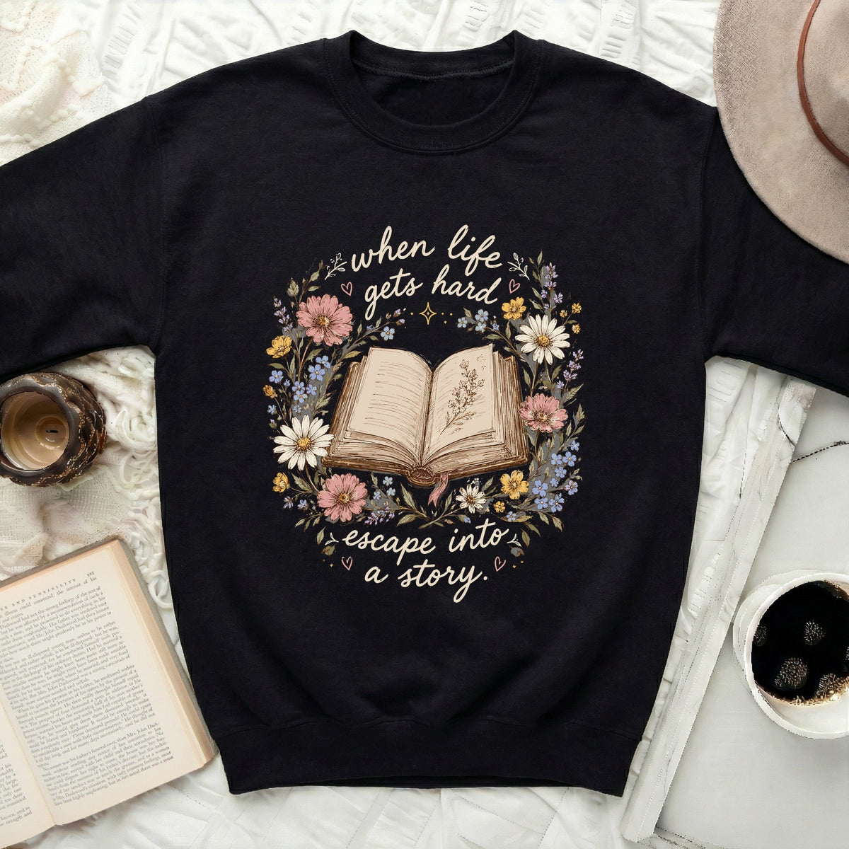 Literary Escape Floral Story Sweatshirt