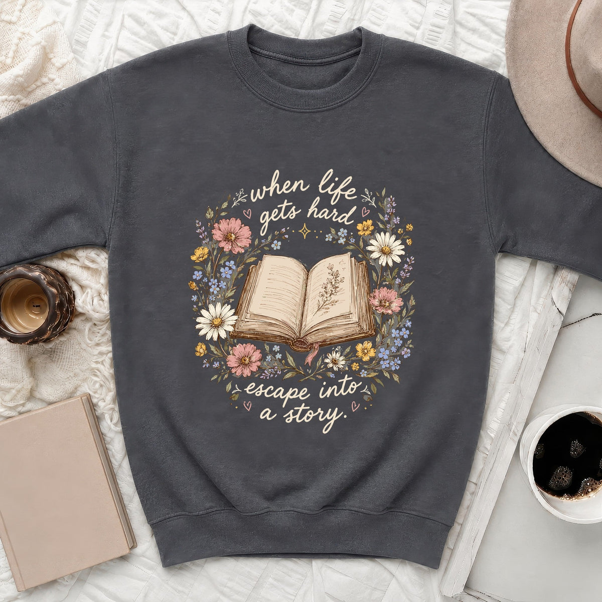 Literary Escape Floral Story Sweatshirt
