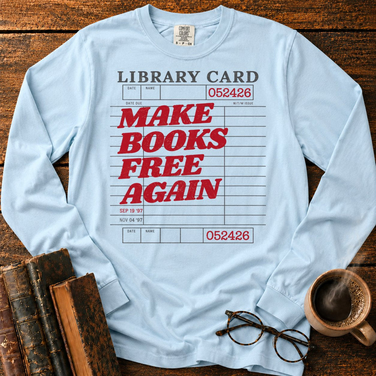 Make Books Free Again LS T-Shirt in Chambray – BooksThreads
