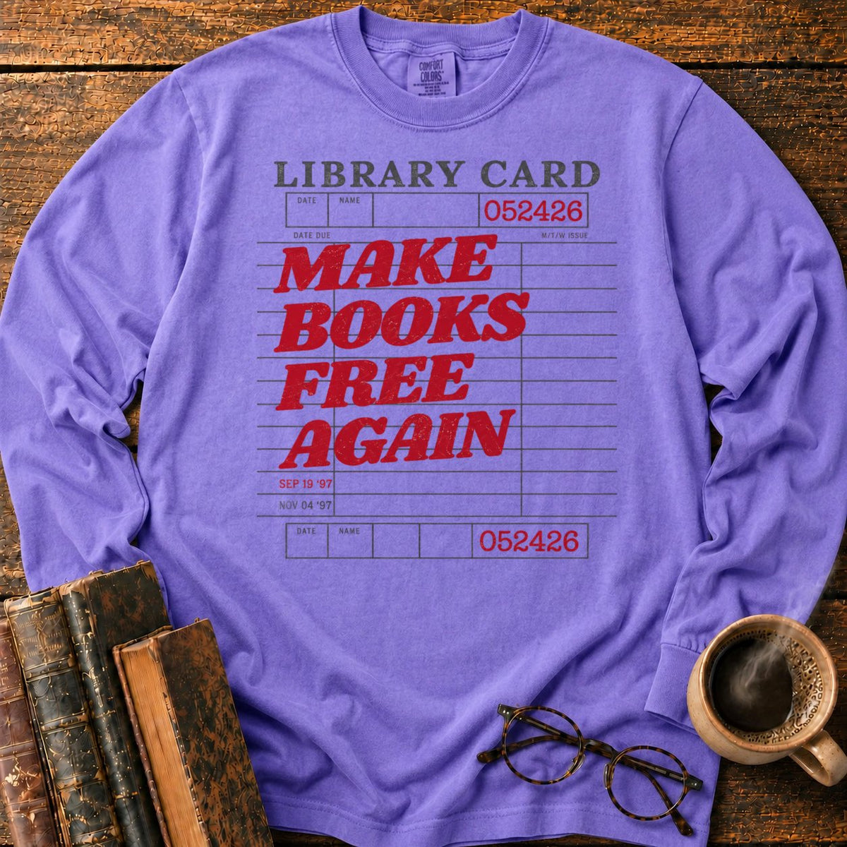 Make Books Free Again LS T-Shirt in Violet – BooksThreads