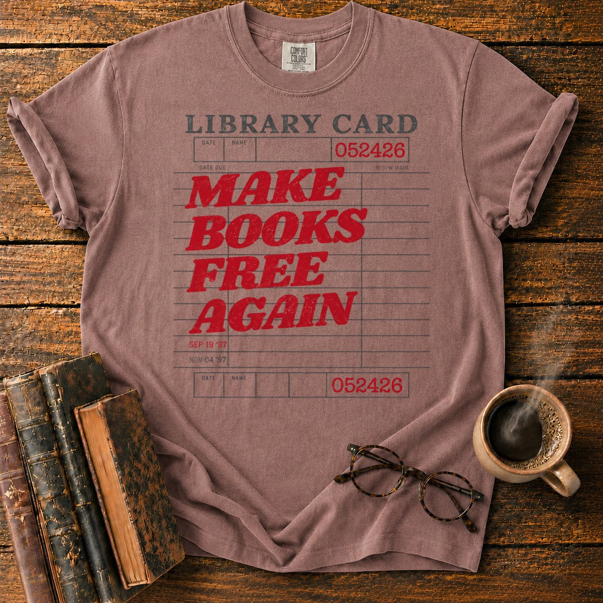 Make Books Free Again T-Shirt in Espresso – BooksThreads