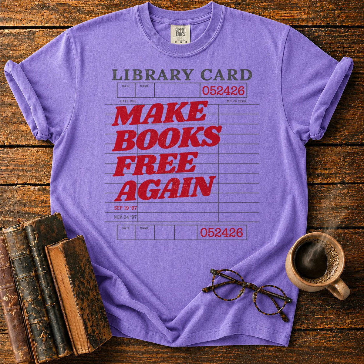 Make Books Free Again T-Shirt in Violet – BooksThreads