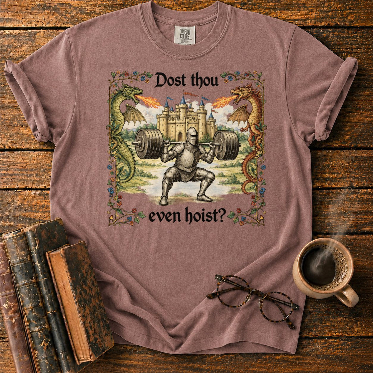 Medieval Knight’s Dragon Slaying Squat T-Shirt in Espresso – BooksThreads