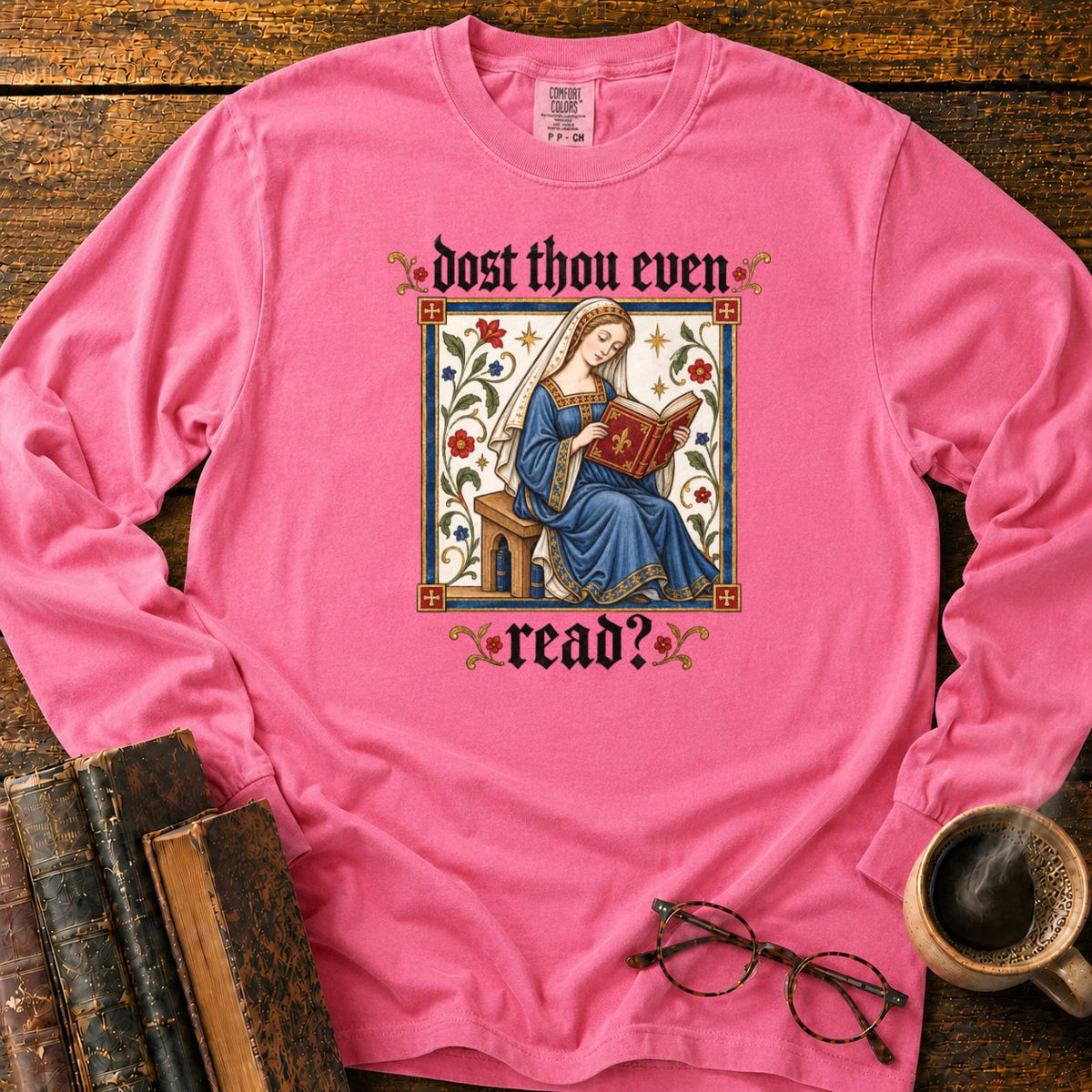 Medieval Reader Blackletter LS T-Shirt in Blossom – BooksThreads