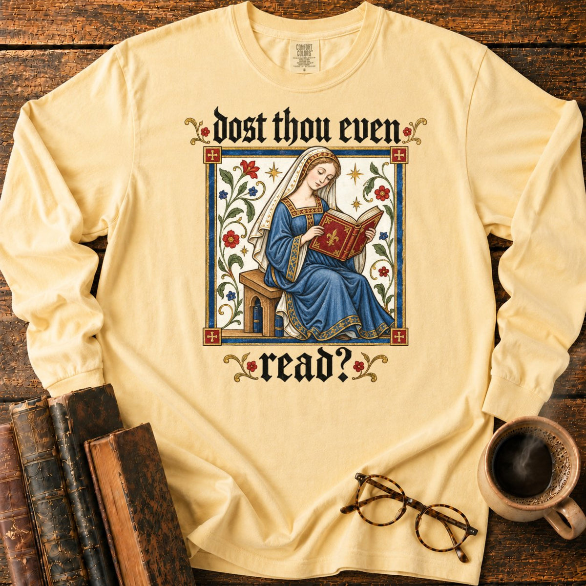Medieval Reader Blackletter LS T-Shirt in Butter – BooksThreads