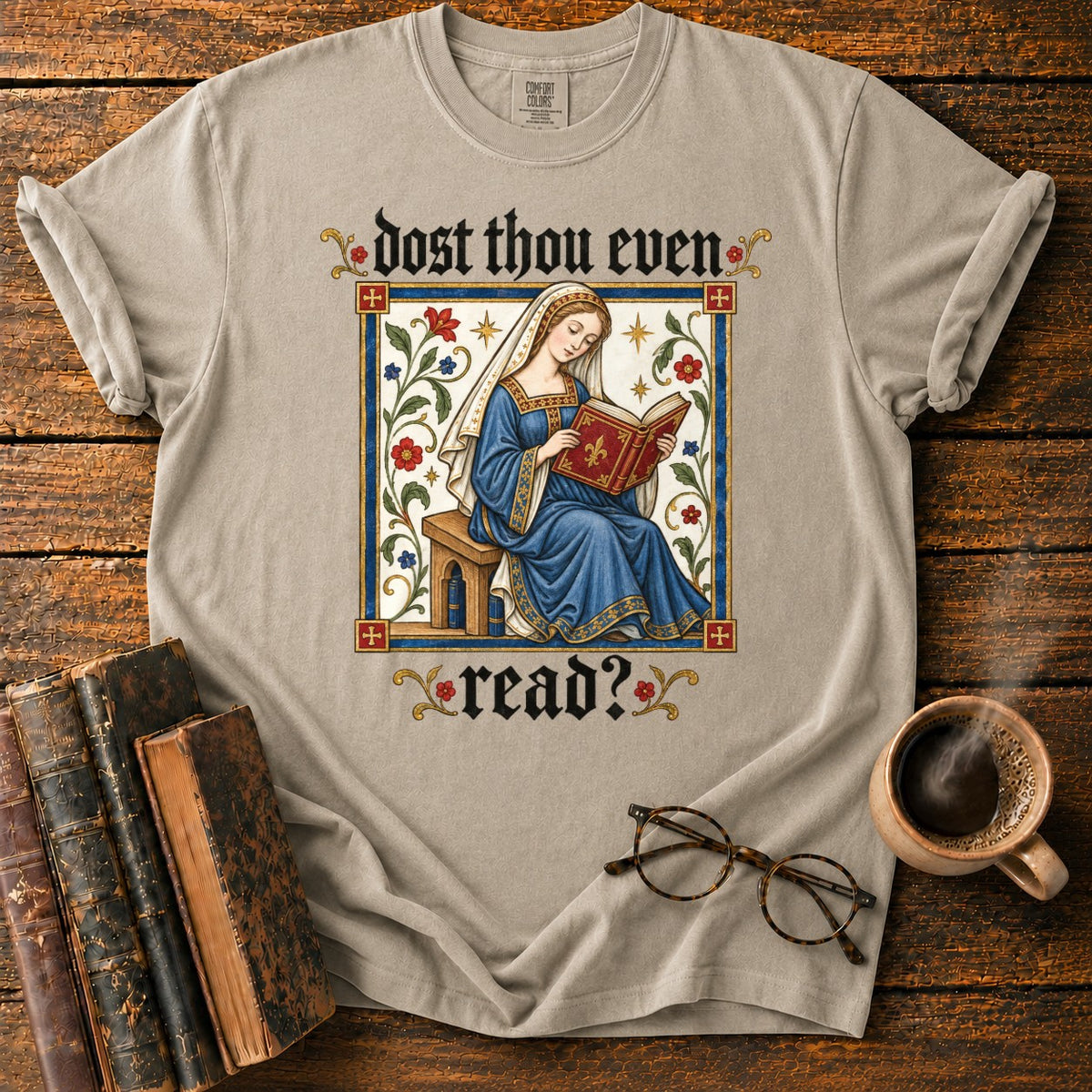 Medieval Reader Blackletter T-Shirt in Khaki – BooksThreads