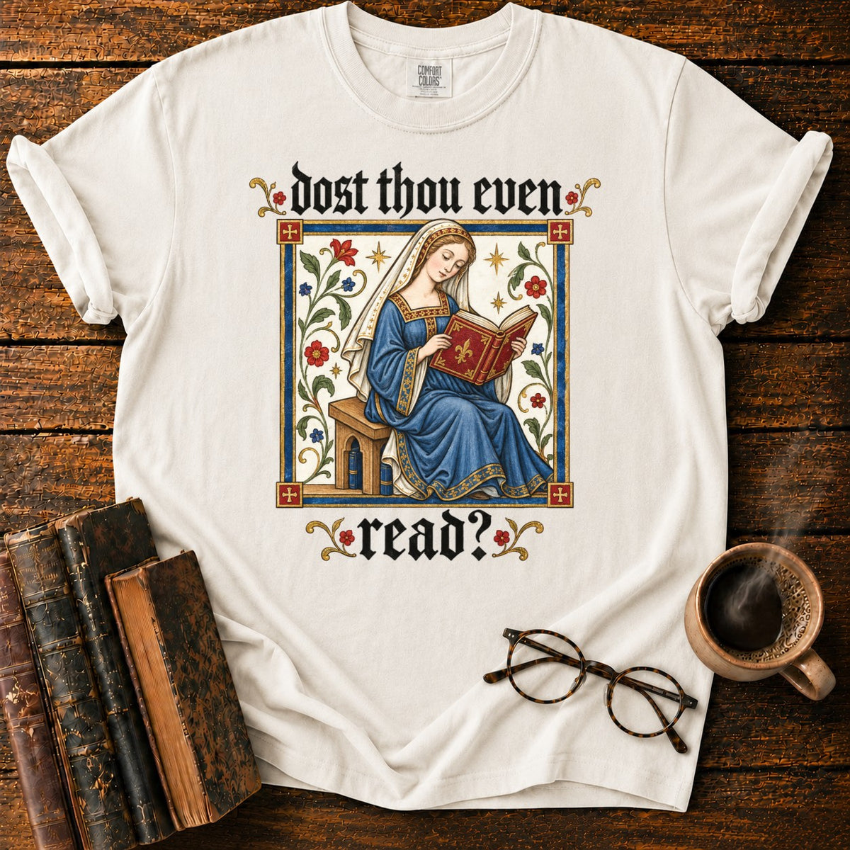 Medieval Reader Blackletter T-Shirt in White – BooksThreads