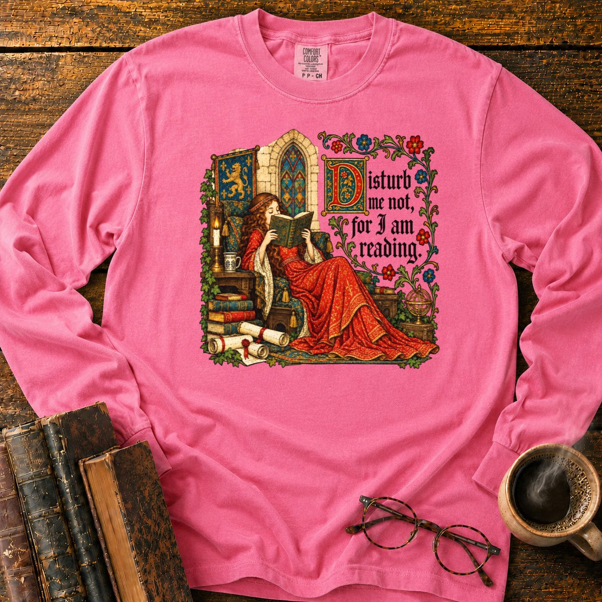 Medieval Woman Reading LS T-Shirt in Blossom – BooksThreads