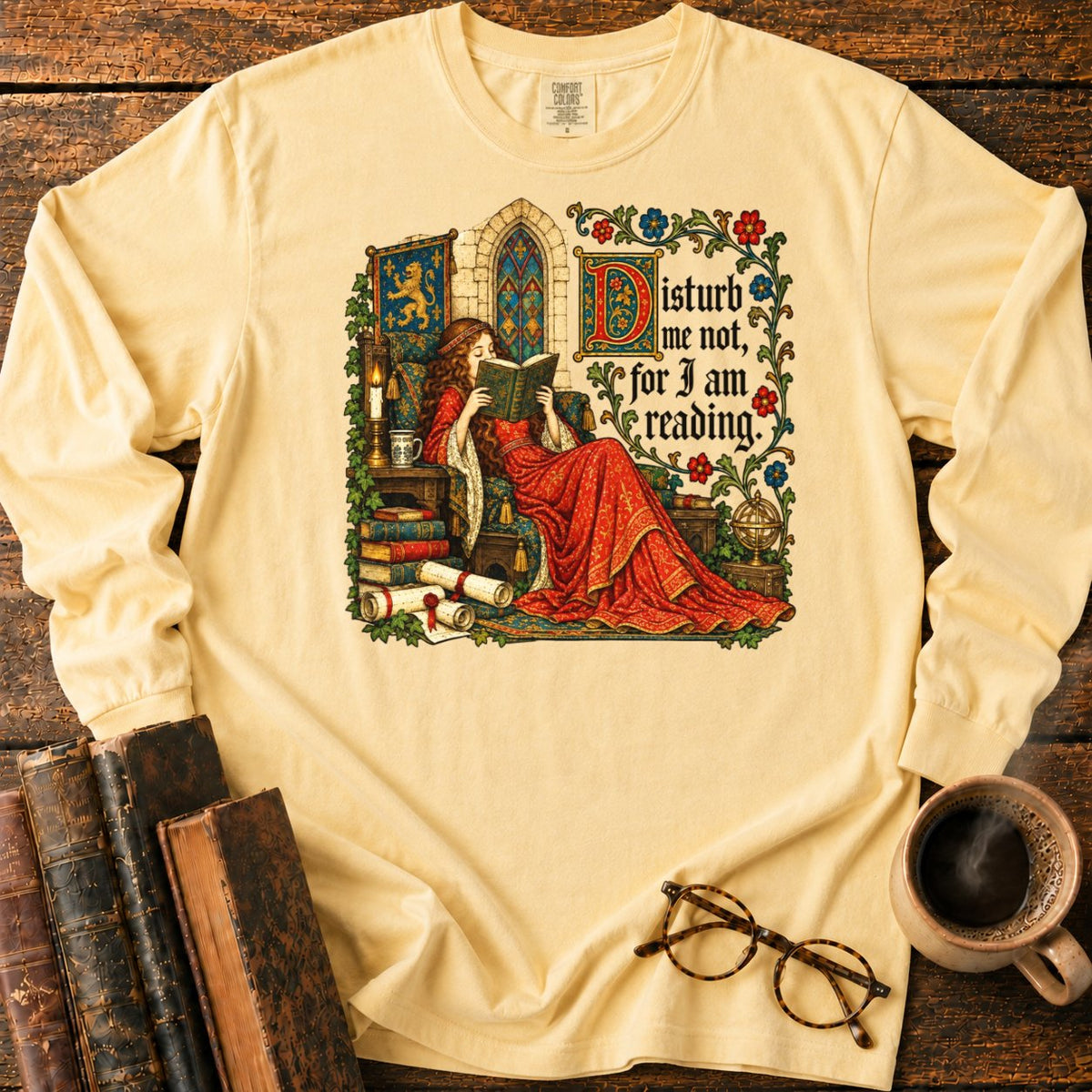 Medieval Woman Reading LS T-Shirt in Butter – BooksThreads
