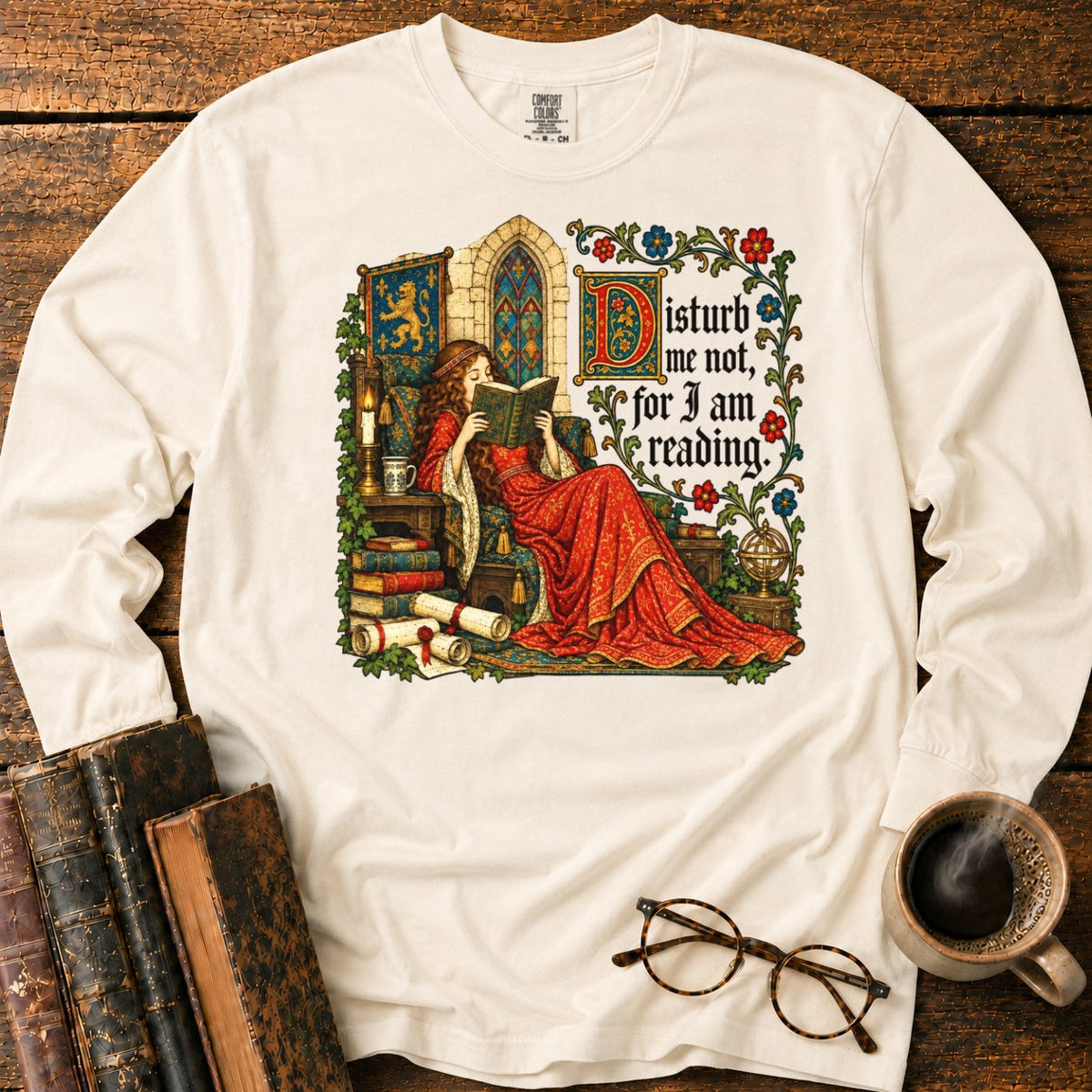 Medieval Woman Reading LS T-Shirt in Ivory – BooksThreads