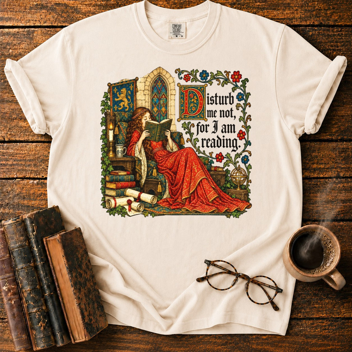 Medieval Woman Reading T-Shirt in Ivory – BooksThreads