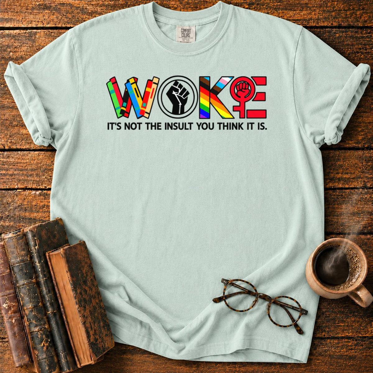 Multicolor Woke T-Shirt in Bay – BooksThreads