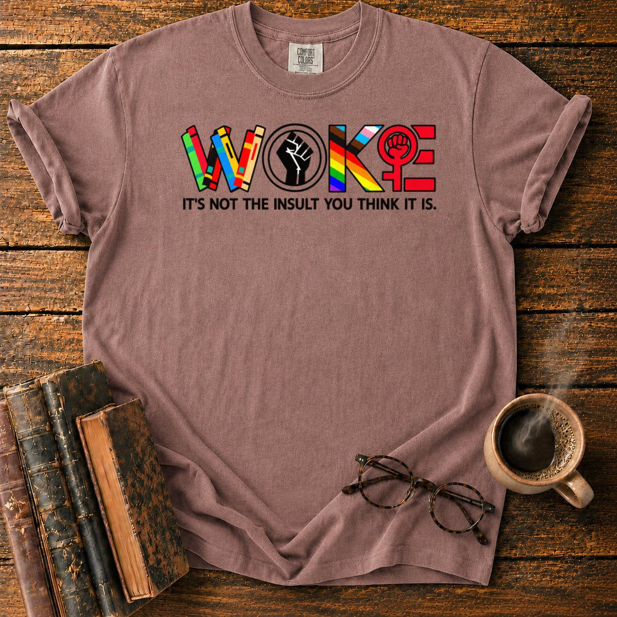 Multicolor Woke T-Shirt in Espresso – BooksThreads