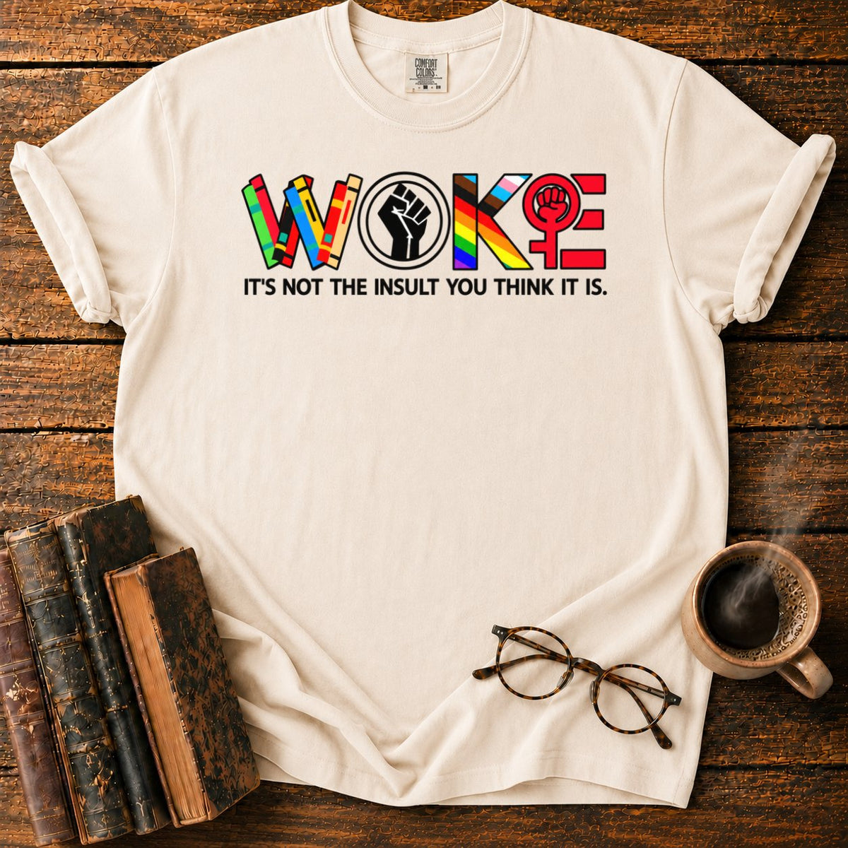 Multicolor Woke T-Shirt in Ivory – BooksThreads