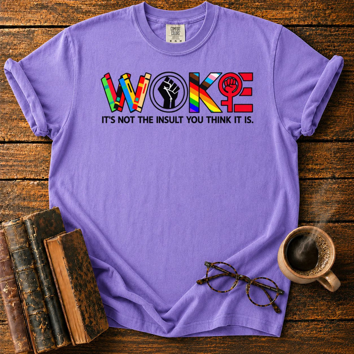 Multicolor Woke T-Shirt in Violet – BooksThreads