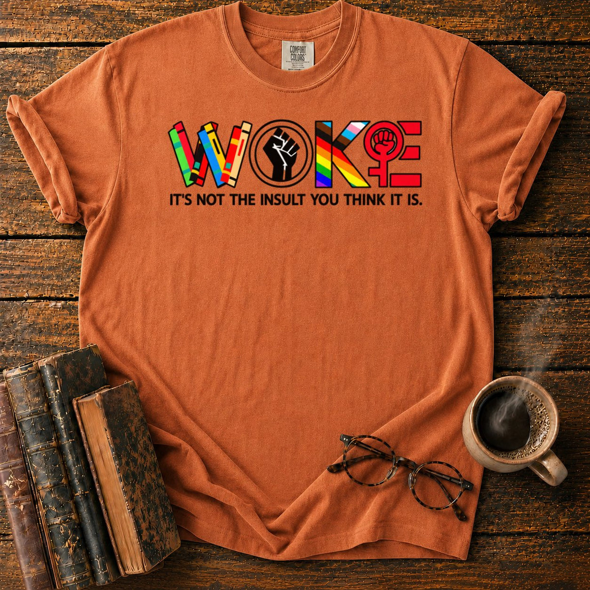 Multicolor Woke T-Shirt in Yam – BooksThreads