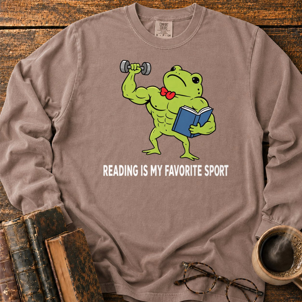 Muscular Frog’s Favorite Sport Reading LS T-Shirt in Espresso – BooksThreads