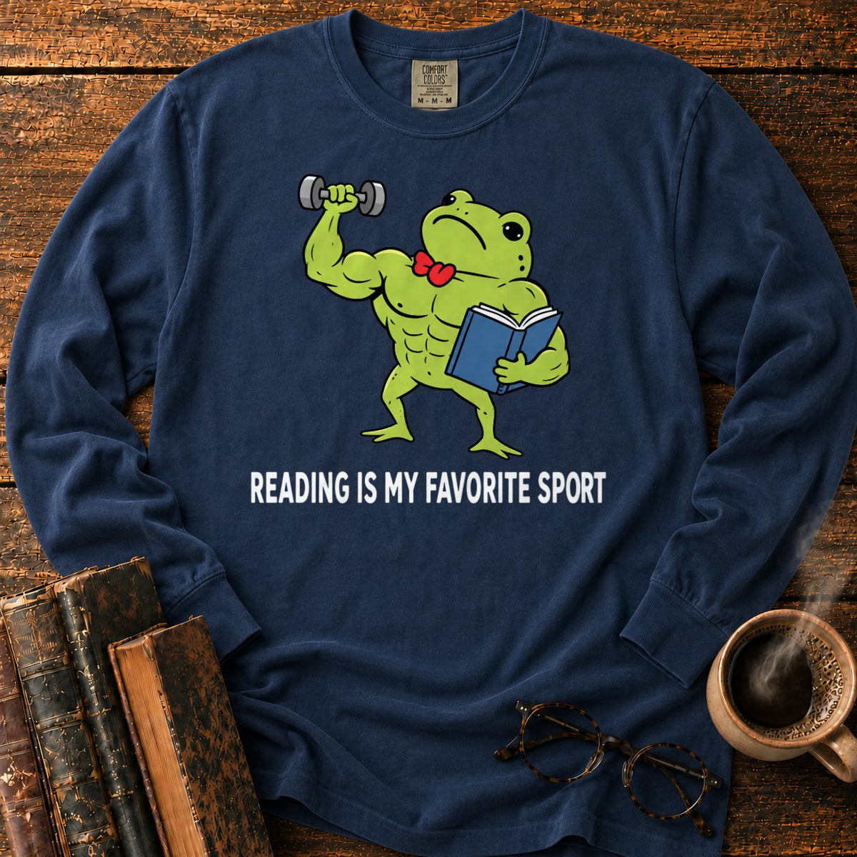 Muscular Frog’s Favorite Sport Reading LS T-Shirt in Midnight – BooksThreads