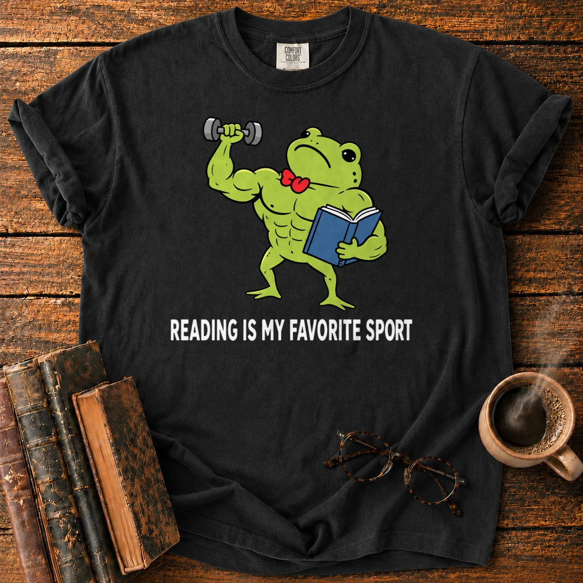 Muscular Frog’s Favorite Sport Reading T-Shirt in Black – BooksThreads