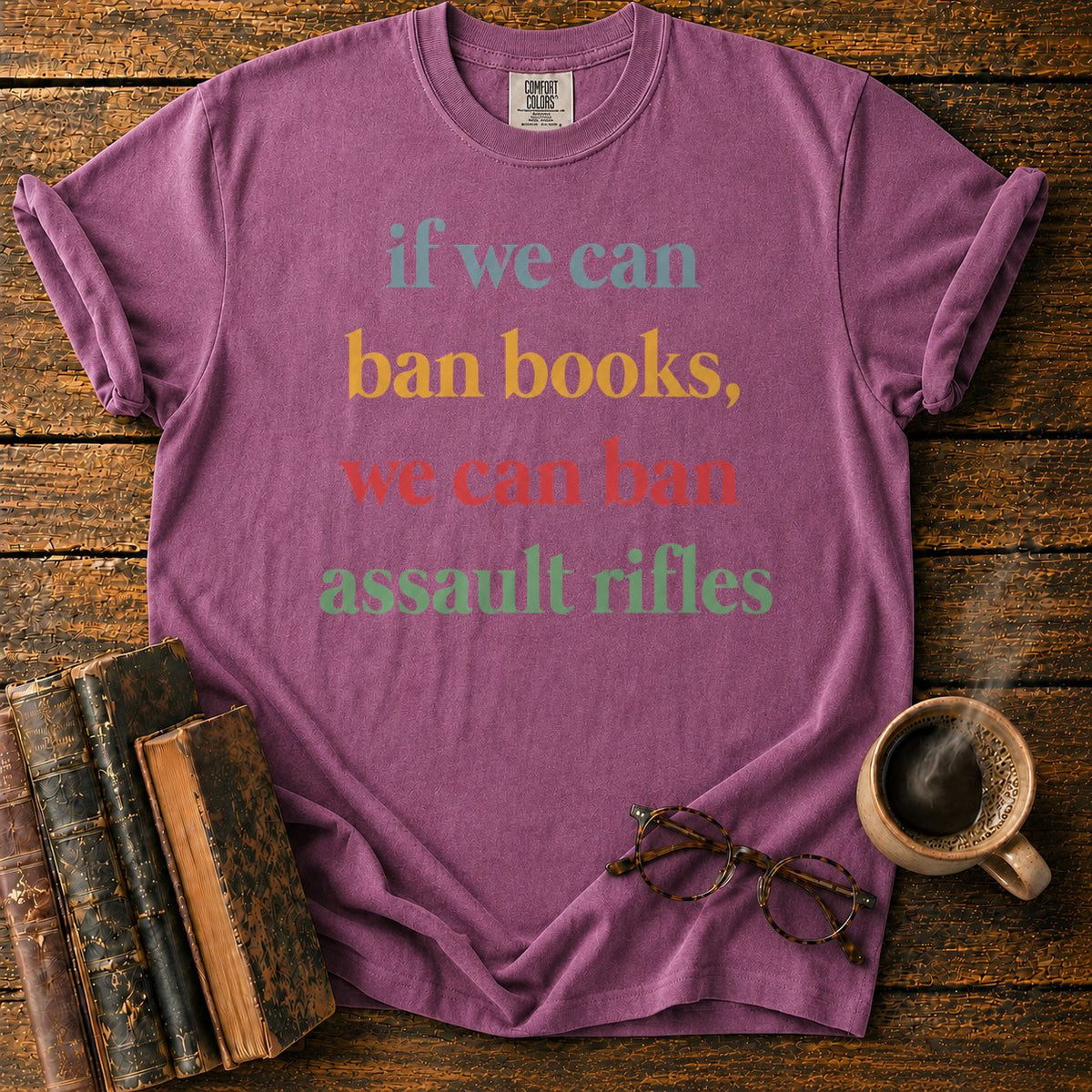 Muted Serif Typography T-Shirt in Berry – BooksThreads