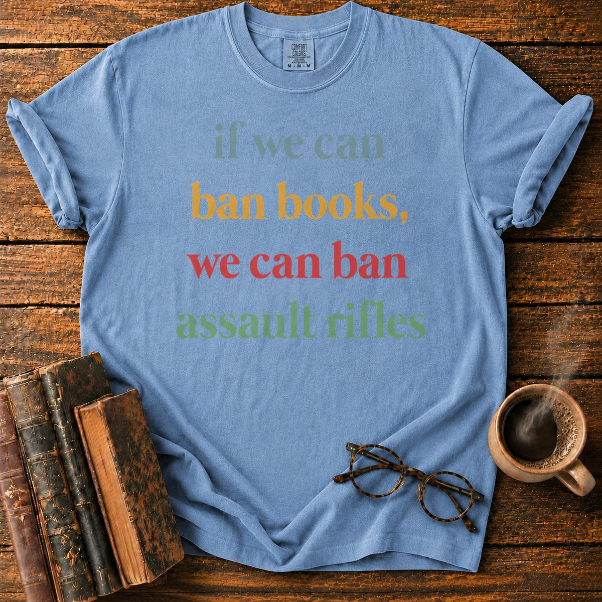Muted Serif Typography T-Shirt in Blue Jean – BooksThreads