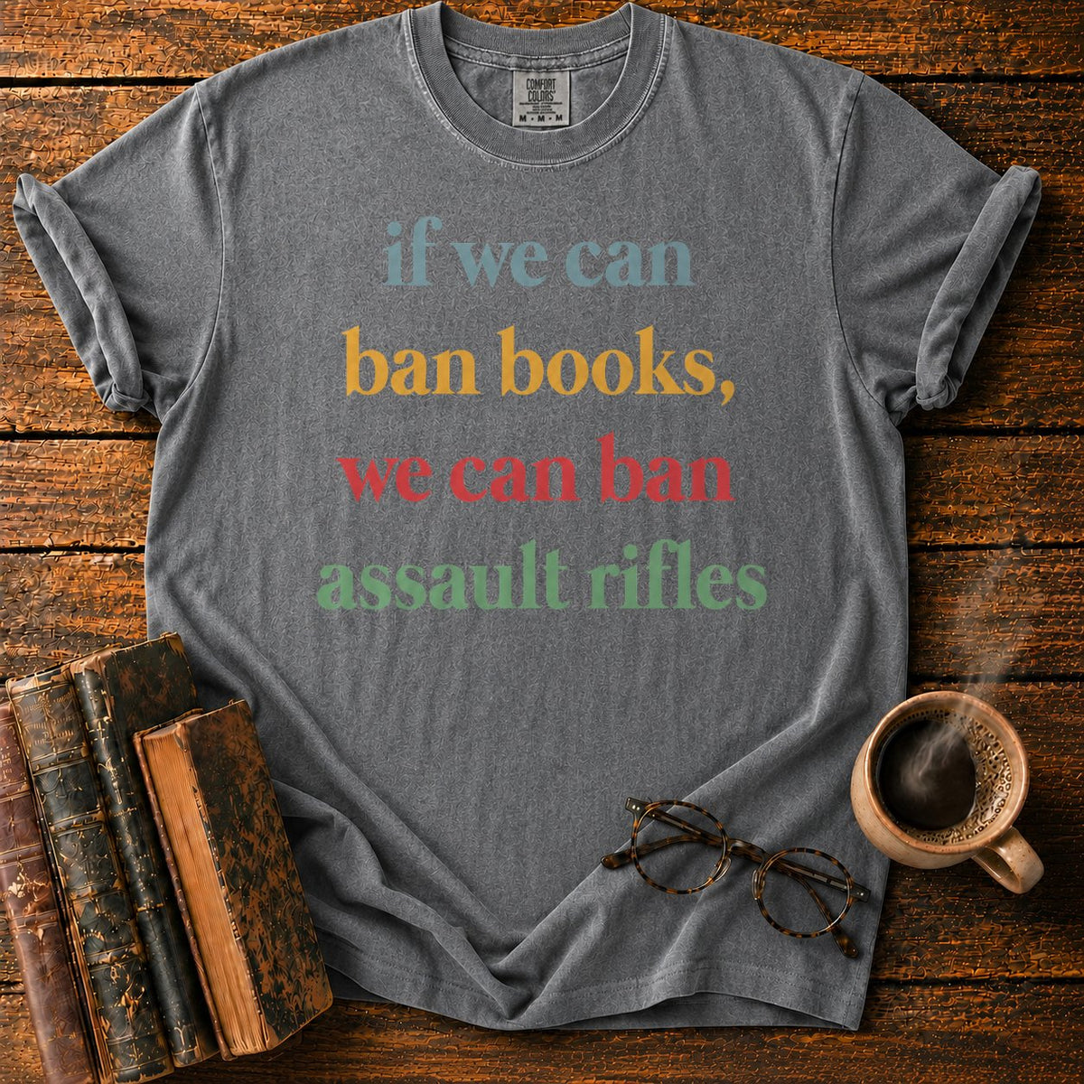 Muted Serif Typography T-Shirt in Pepper – BooksThreads