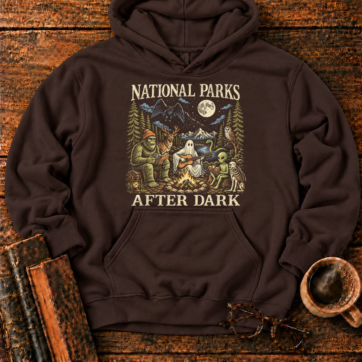 National Parks After Dark Hoodie in Dark Chocolate – BooksThreads