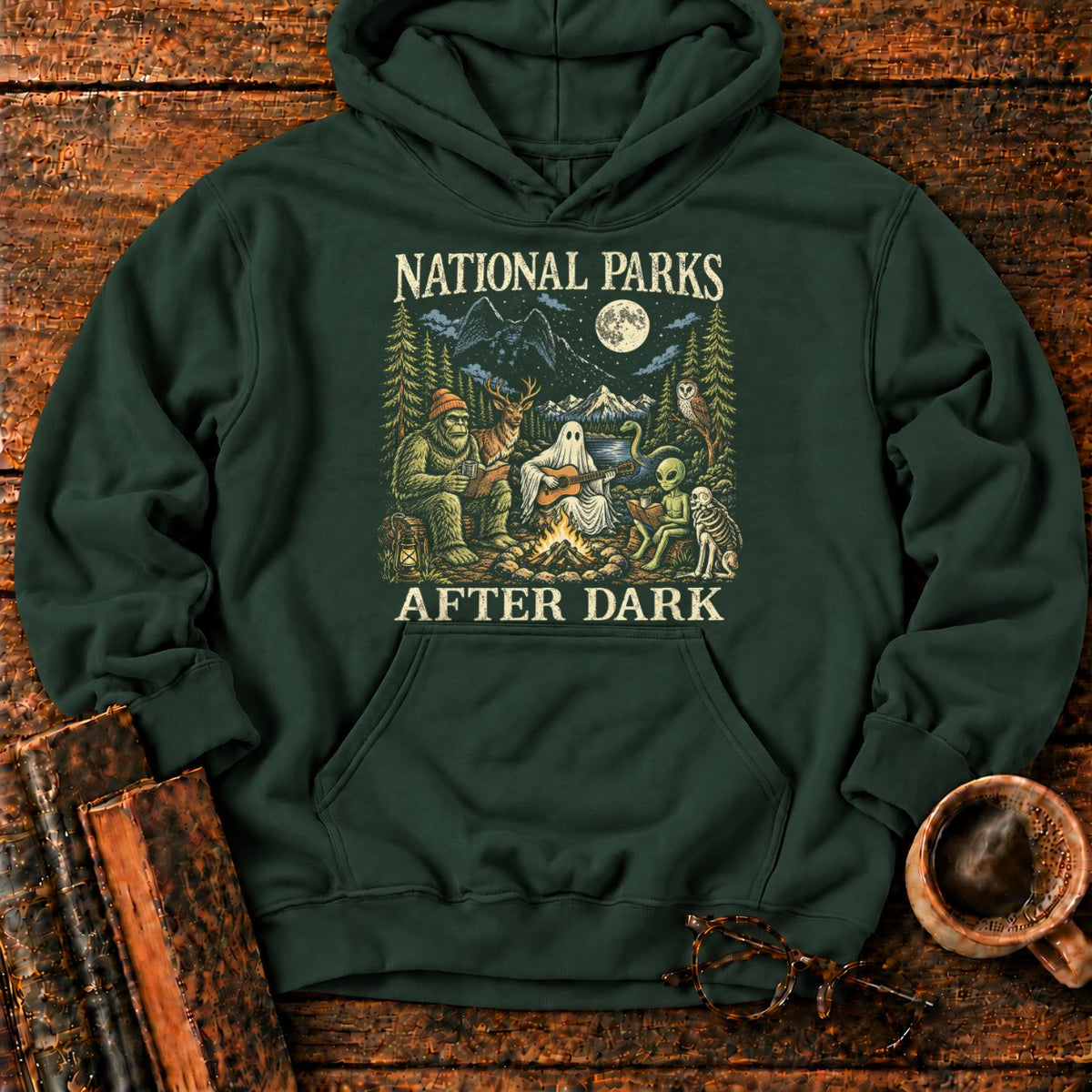 National Parks After Dark Hoodie in Forest Green – BooksThreads